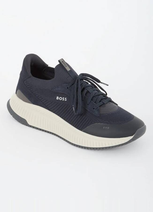 Hugo Boss Sneaker met gebreid bovenwerk en suède details