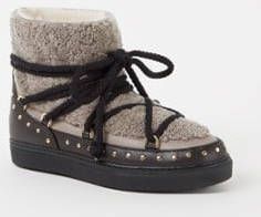 Inuikii Curly Rock snowboot van wol met leren details