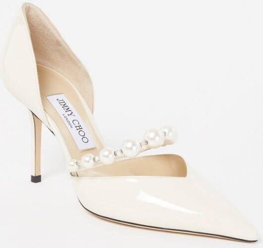 Jimmy Choo Aurelie 85 pump van lakleer met imitatieparels