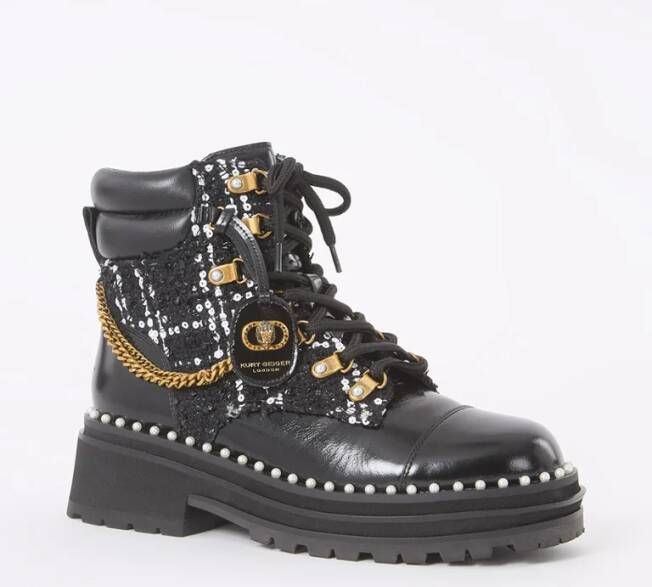 Kurt Geiger Biker boot met tweed-look