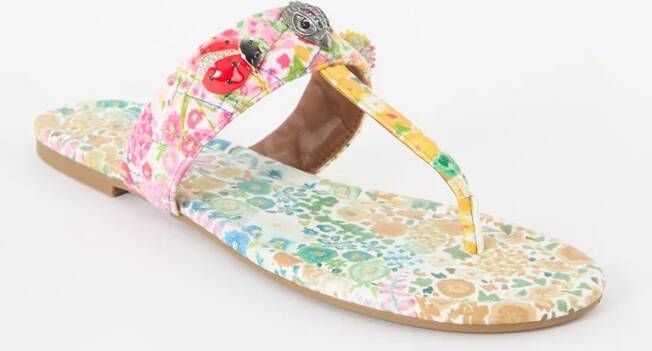 Kurt Geiger Kensington T-Bar slipper van leer met print