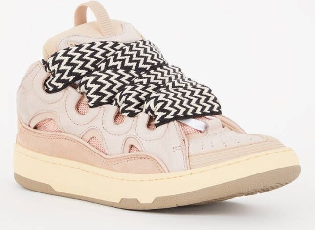 Lanvin Curb sneaker van kalfssuède met mesh details