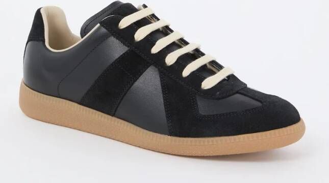 Maison Margiela Replica sneaker van lamsleer met kalfssuède details