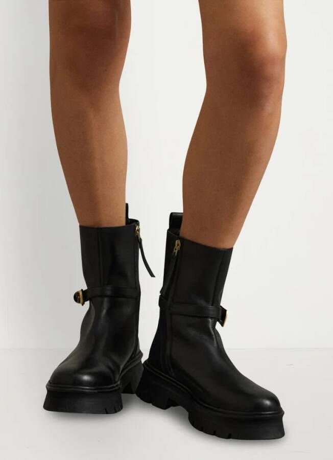 REISS Elena biker boot van kalfsleer