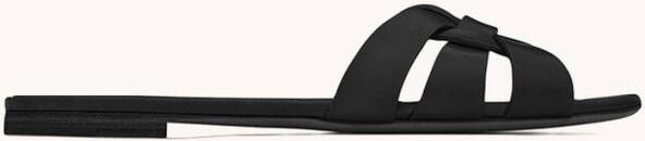 Saint Laurent Gevlochten Leren Sandalen Black Dames