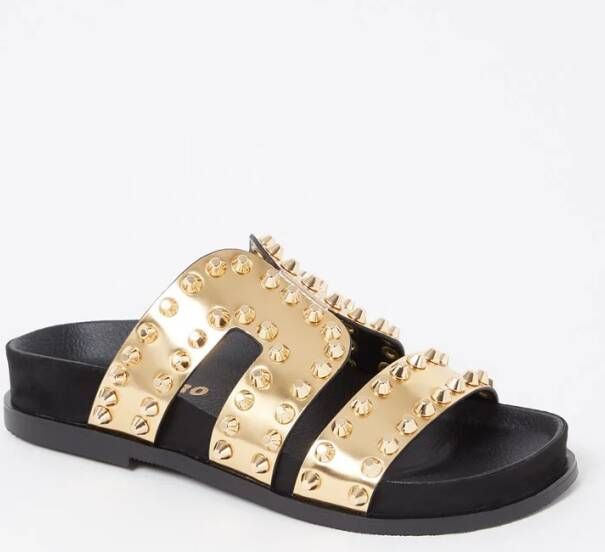 Sandro Slipper van leer met metallic finish en studs