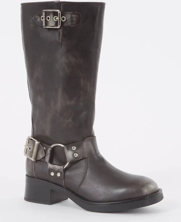 Steve Madden Beau biker boot van leer met gespdetail