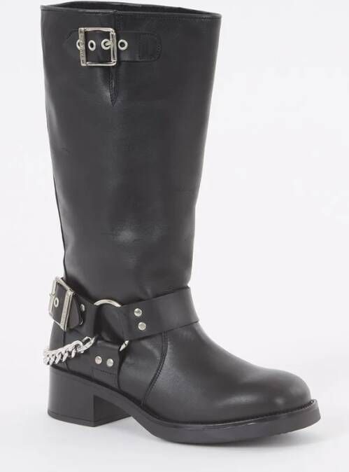 Steve Madden Beau-C biker boot van leer met gespdetail