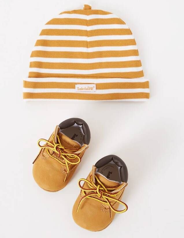 Timberland Crib Set babyschoentje van nubuck met muts giftbox