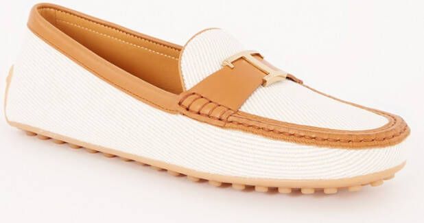 TOD'S Gommino Driving mocassin van canvas met kalfsleren details