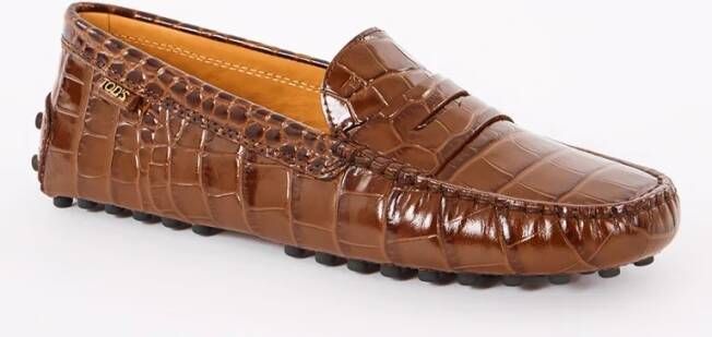 TOD'S Gommino mocassin van leer met crocostructuur