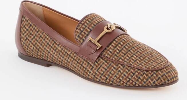 TOD'S Loafer met pied-de-poule dessin en leren details