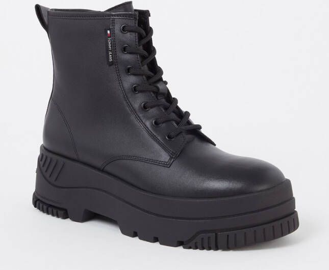 Tommy Hilfiger Biker boot van leer met plateauzool