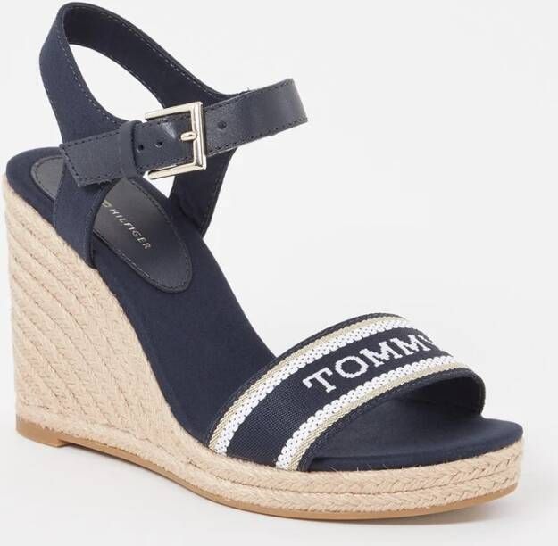 Tommy Hilfiger Espadrille met leren details en logo