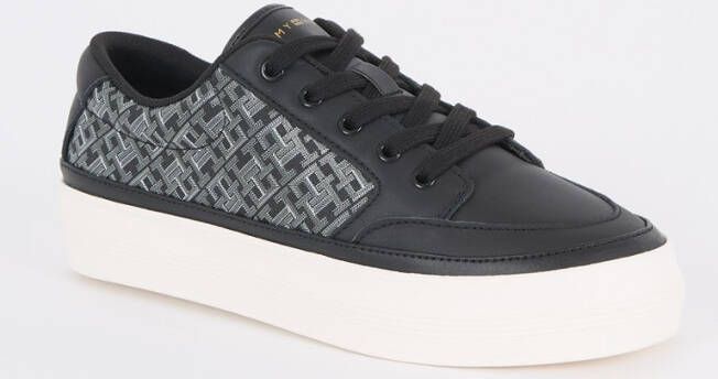 Tommy Hilfiger Plateausneakers VULC LEATHER SNEAKER MONOGRAM vrijetijdsschoen lage schoen veterschoen met allover logoprint