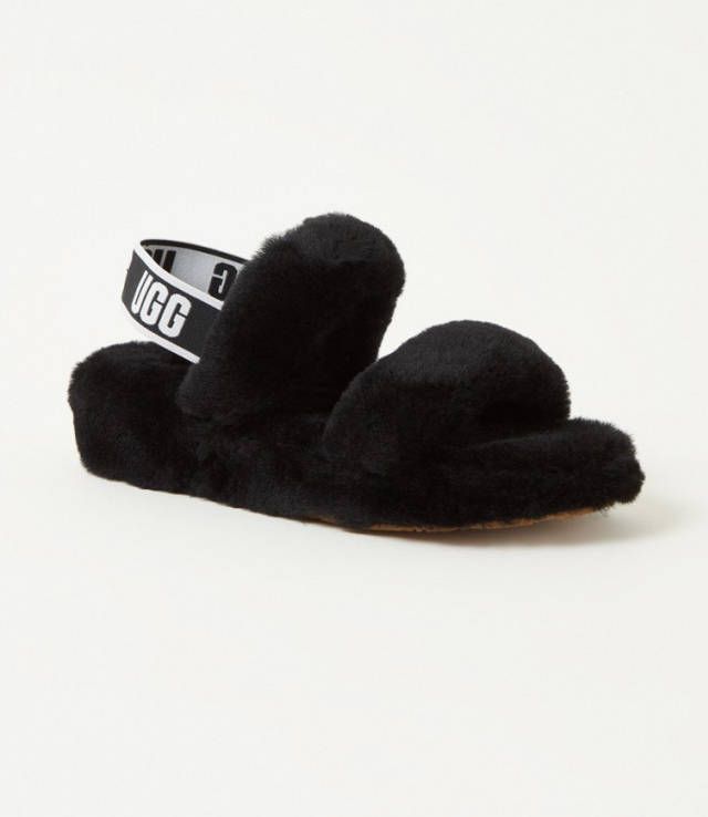 Ugg Oh Yeah Slide Dames Slippers en Sandalen Black Leer Foot Locker - Foto 3