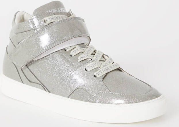 Zadig&Voltaire 1747 Mid Flash Infinity sneaker van kalfsleer met glitter en lakfinish