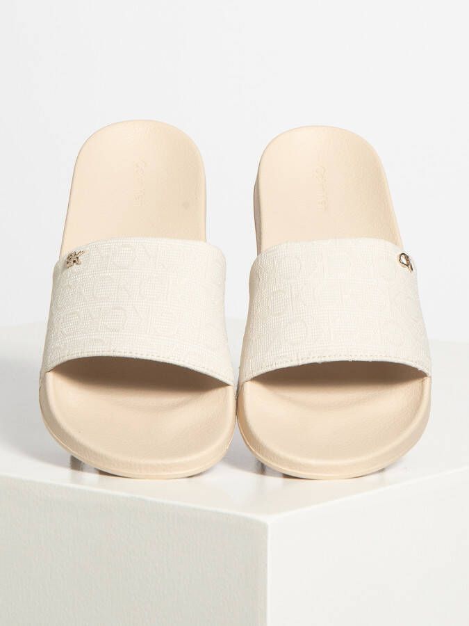 Calvin Klein Slippers Pool Slide Jacquard in beige