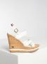 Tommy Hilfiger Wedges in wit voor Dames Corporate Leather Wedge Sandal - Thumbnail 9