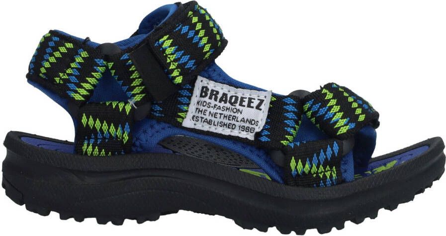 Braqeez Sandaal Jongens Zwart Groen Blauw