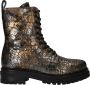 Lazamani Alize leren veterboots met slangenprint goud - Thumbnail 3