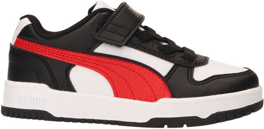 Puma RBD Game Low Klittenband Sneaker Jongens Zwart Wit Rood