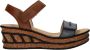 Rieker Sandaal 68198-12 Blauw Cognac Combi Zacht Voetbed - Thumbnail 3