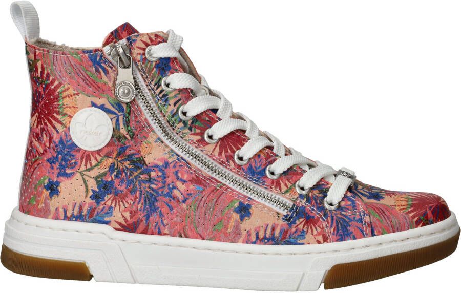 Rieker Sneakers high top sneaker vrijetijdsschoen veterschoen met plateauzool