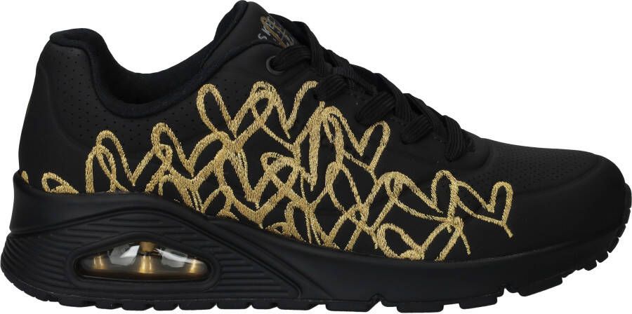 Skechers JGoldcrown Uno Golden Heart Sneakers Dames Zwart