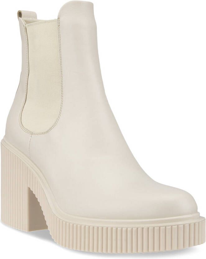 ECCO Fluted Heel Dames leren Chelsea boot Beige Size: 36 (UK 3.5-4)