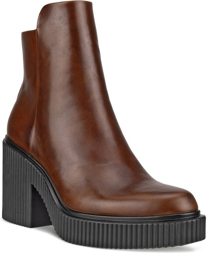 ECCO Fluted Heel Dames leren enkellaars Bruin Size: 35 (UK 2.5-3)