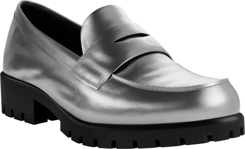 ECCO Modtray W Dames leren loafer Zilver Size: 38 (UK 5-5.5)