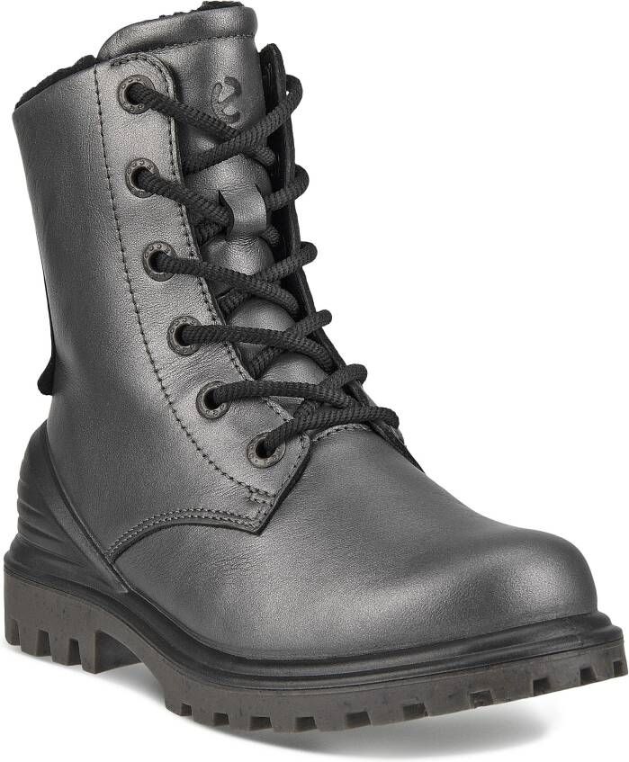 ECCO Tredtray K Kinderen leren veterboot Zilver Size: 37 (UK 4-4.5)