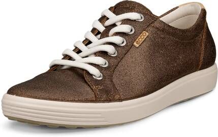 ECCO Soft 7 W Dames leren sneaker Bruin Size: 35 (UK 2.5-3)