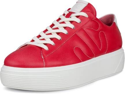 ECCO Street Platform W Dames leren platform sneaker Rood Size: 36 (UK 3.5-4)