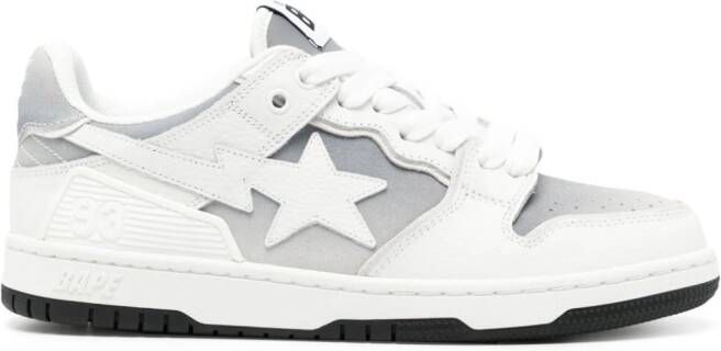 A BATHING APE Leren sneakers met sterapplicatie en vervaagd effect Wit