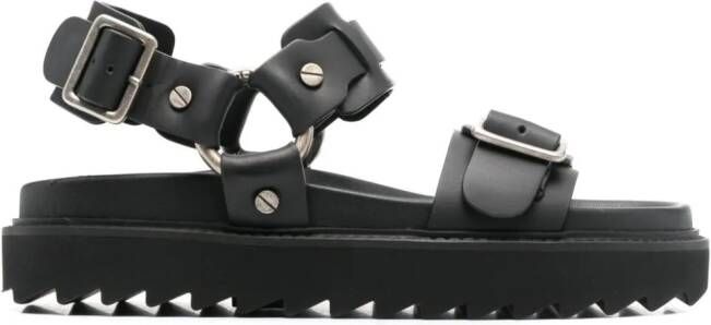 Acne Studios Leren sandalen met gesp Zwart