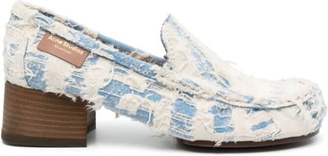 Acne Studios Gerafelde denim loafers Blauw