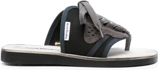 Acne Studios Teenslippers met veters Zwart