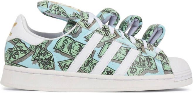 Adidas x Jeremy Scott printed Superstar sneakers Blauw