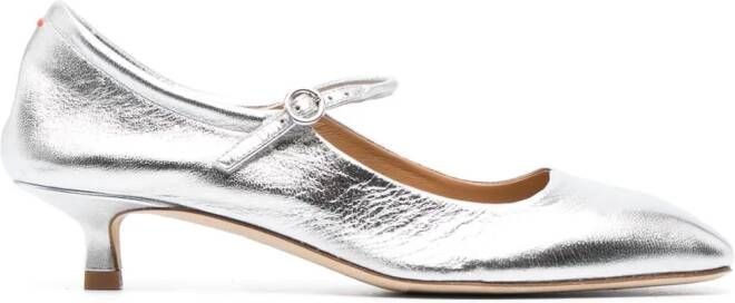 Aeyde Ines leren ballerina's Zilver