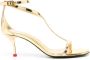 Alexander McQueen T-Bar leren sandalen Goud - Thumbnail 1