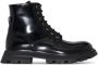 Alexander McQueen Leren combat boots Zwart - Thumbnail 1