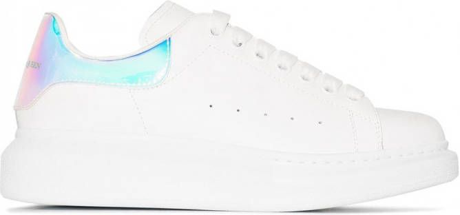 Alexander McQueen Holografische sneakers dames leer leer rubber 35.5 Wit