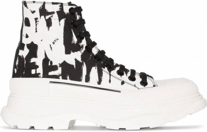 Alexander McQueen Treadslick sneakers met graffiti-print Wit