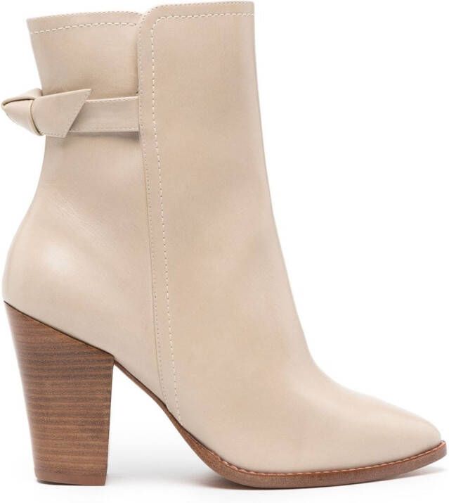 Alexandre Birman Enkellaarzen met strikdetail Beige