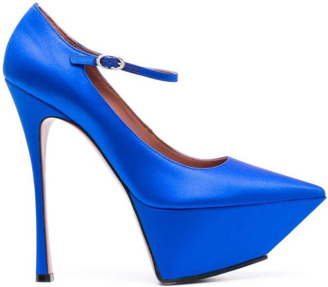 Amina Muaddi Angelica satijnen pumps Blauw