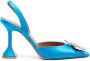 Amina Muaddi Begum satijnen pumps Blauw - Thumbnail 1