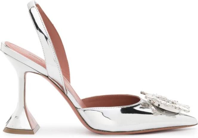 Amina Muaddi Begum 95mm slingback pumps Zilver