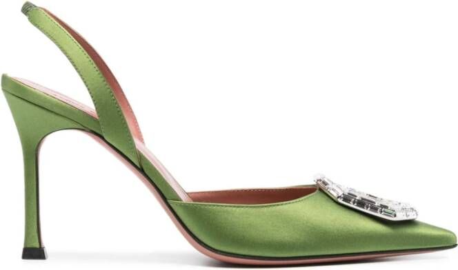 Amina Muaddi Camelia pumps met gesp Groen